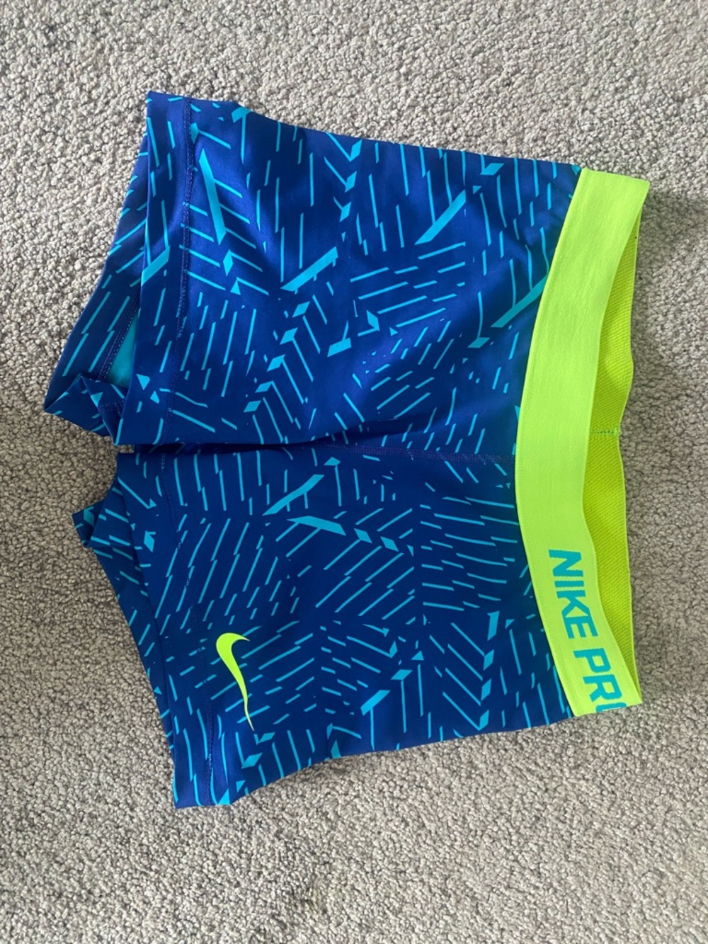 Nike Blue & Volt Patterned Training Shorts